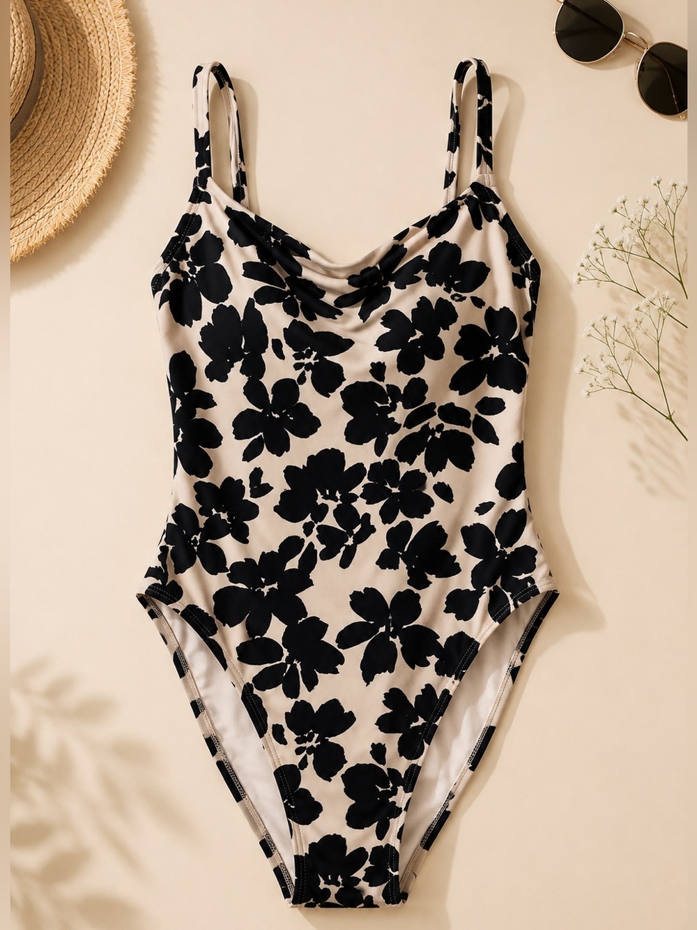 Scoop Neck Floral Print Medium Coverage One Piece Swimsuit